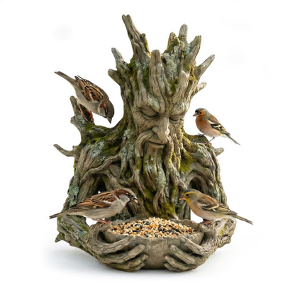 Mangeoire à Oiseaux Visage d'Arbre – Décoration de Jardin en Résine
