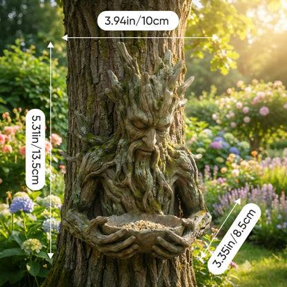 Mangeoire à Oiseaux Visage d'Arbre – Décoration de Jardin en Résine