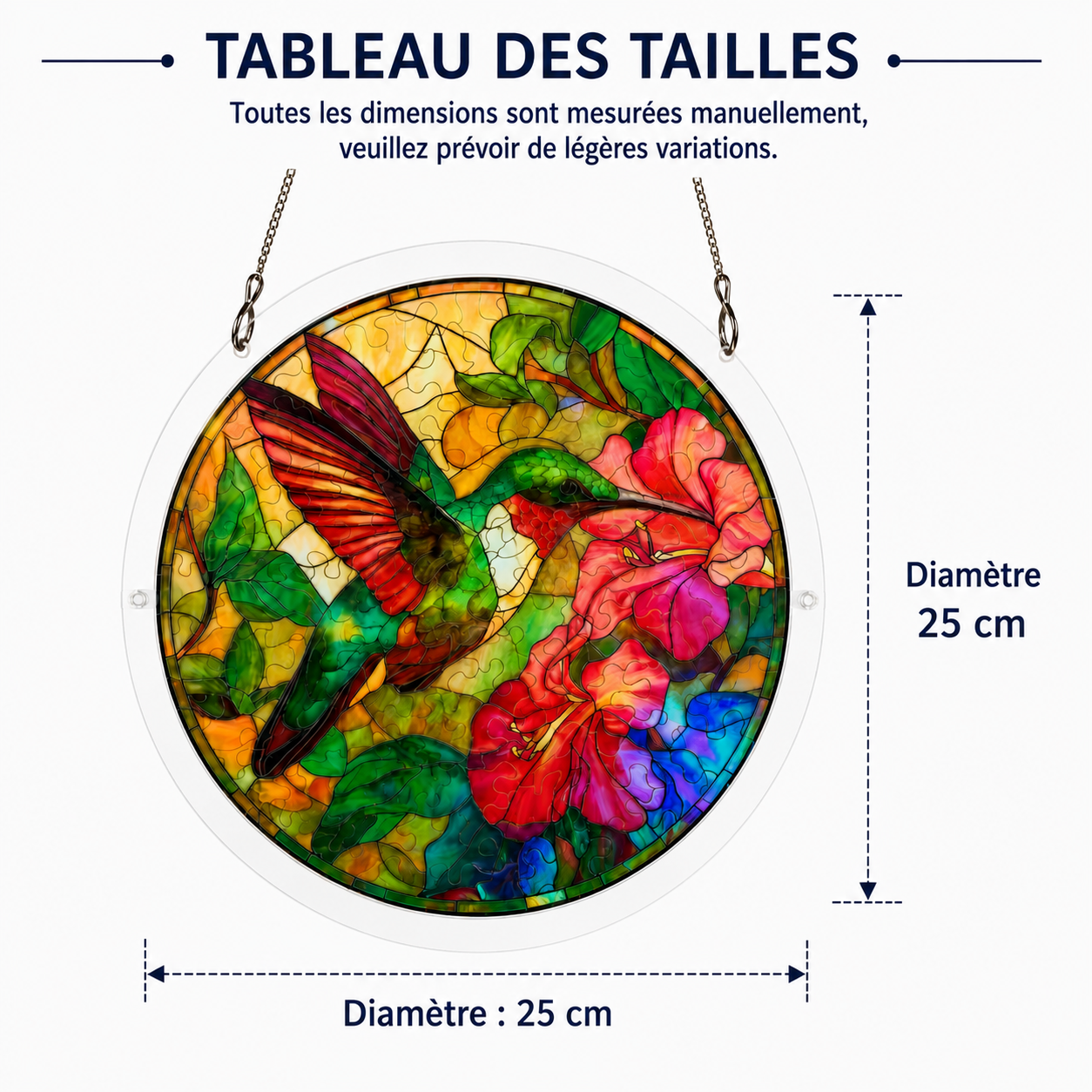 Attrape-Soleil en Acrylique Effet Vitrail – Colibri et fleurs