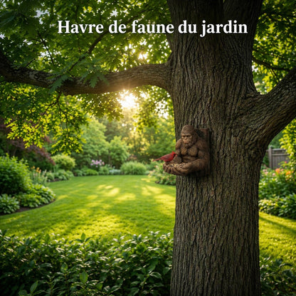 Mangeoire à oiseaux Bigfoot pour tronc d’arbre – Décoration de Jardin en Résine