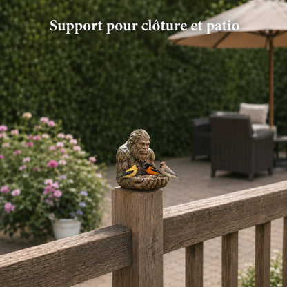 Mangeoire à oiseaux Bigfoot pour tronc d’arbre – Décoration de Jardin en Résine