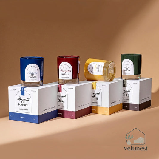 Bougie Parfumée "Symphonie de la Nature" avec Mèche en Bois – Collection Velunest