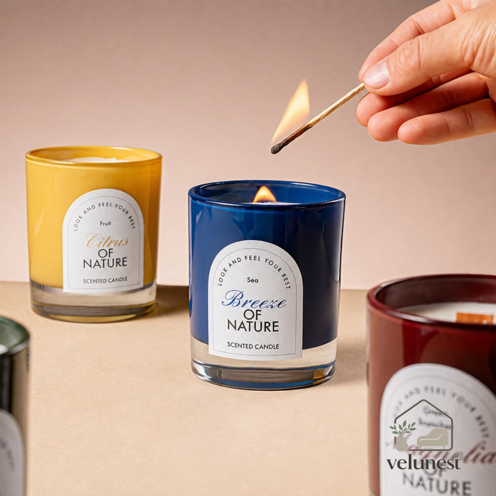 Bougie Parfumée "Symphonie de la Nature" avec Mèche en Bois – Collection Velunest