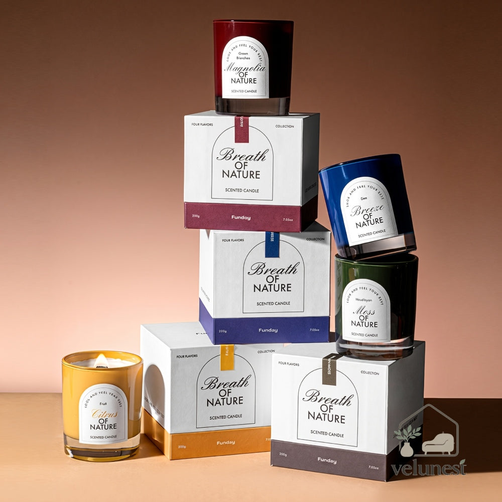 Bougie Parfumée "Symphonie de la Nature" avec Mèche en Bois – Collection Velunest