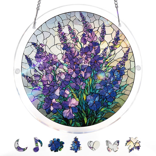 Attrape-Soleil en Acrylique Effet Vitrail – Grâce du Jardin Violet