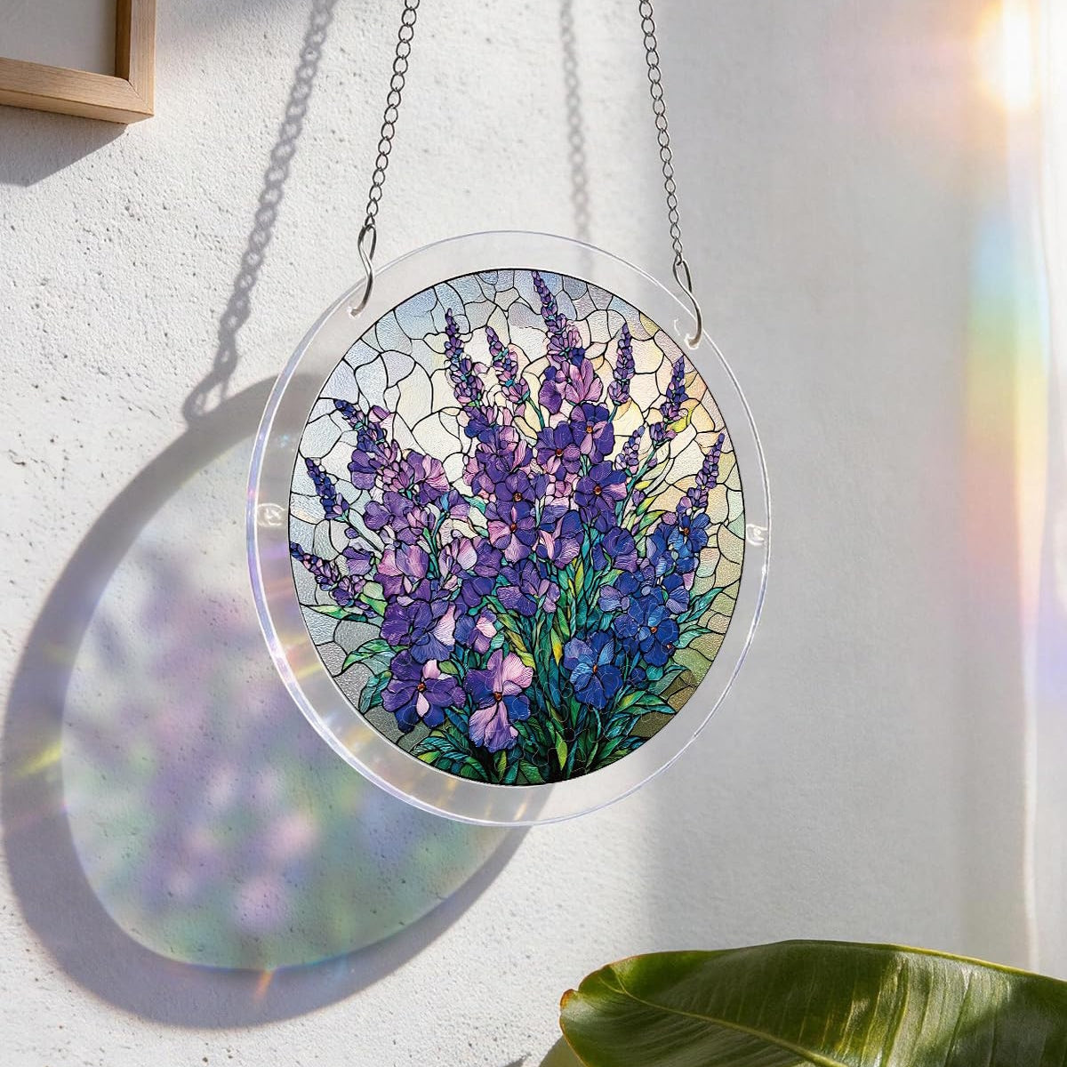 Attrape-Soleil en Acrylique Effet Vitrail – Grâce du Jardin Violet