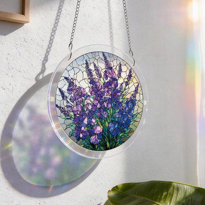 Attrape-Soleil en Acrylique Effet Vitrail – Grâce du Jardin Violet