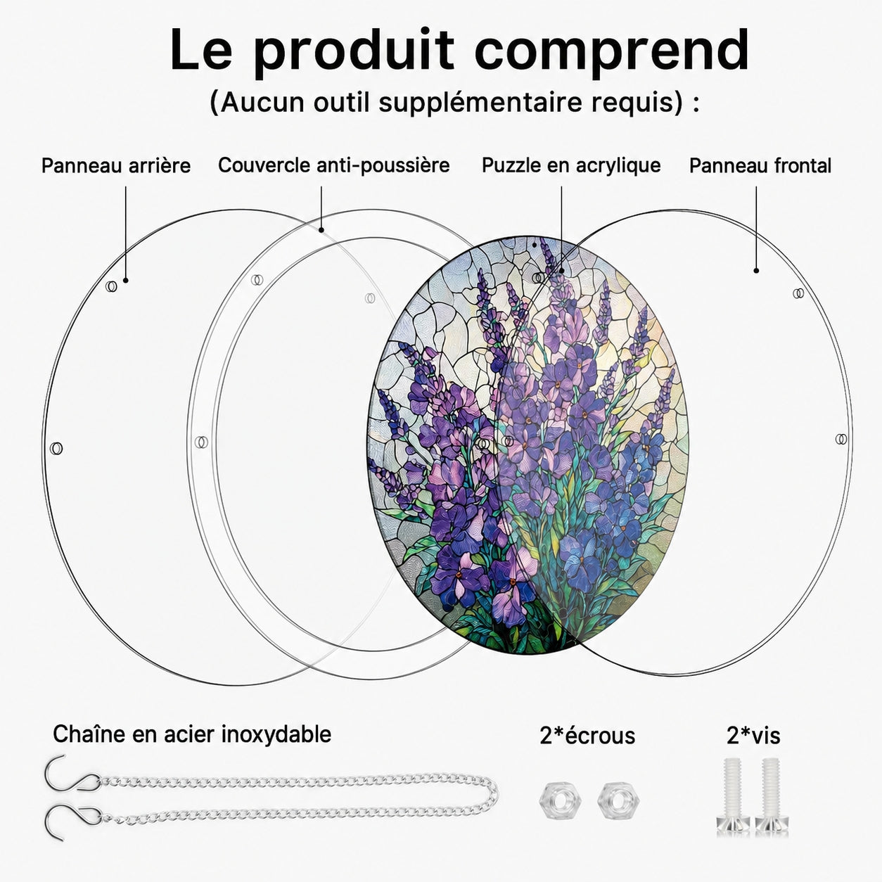 Attrape-Soleil en Acrylique Effet Vitrail – Grâce du Jardin Violet