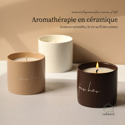 Bougie d'Aromathérapie en Céramique "For Her" – Senteurs Naturelles Velunest