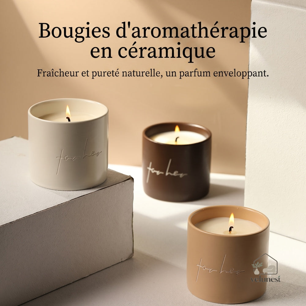 Bougie d'Aromathérapie en Céramique "For Her" – Senteurs Naturelles Velunest