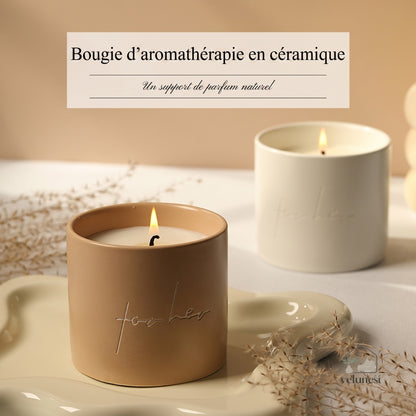 Bougie d'Aromathérapie en Céramique "For Her" – Senteurs Naturelles Velunest