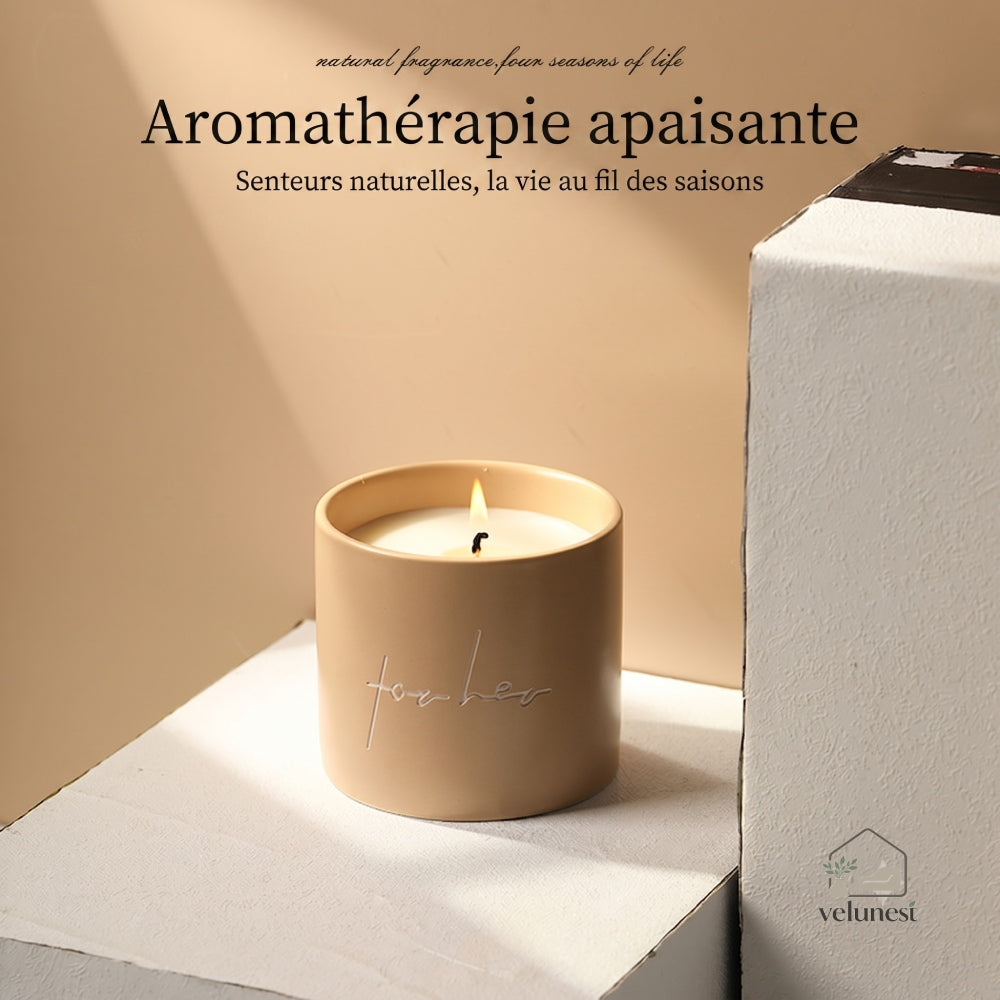 Bougie d'Aromathérapie en Céramique "For Her" – Senteurs Naturelles Velunest
