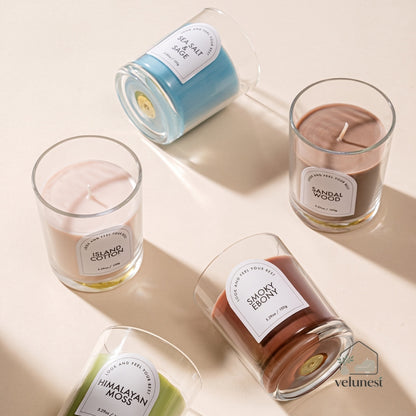 Bougie Parfumée en Verre Transparent – Collection "Couleurs & Senteurs" Velunest